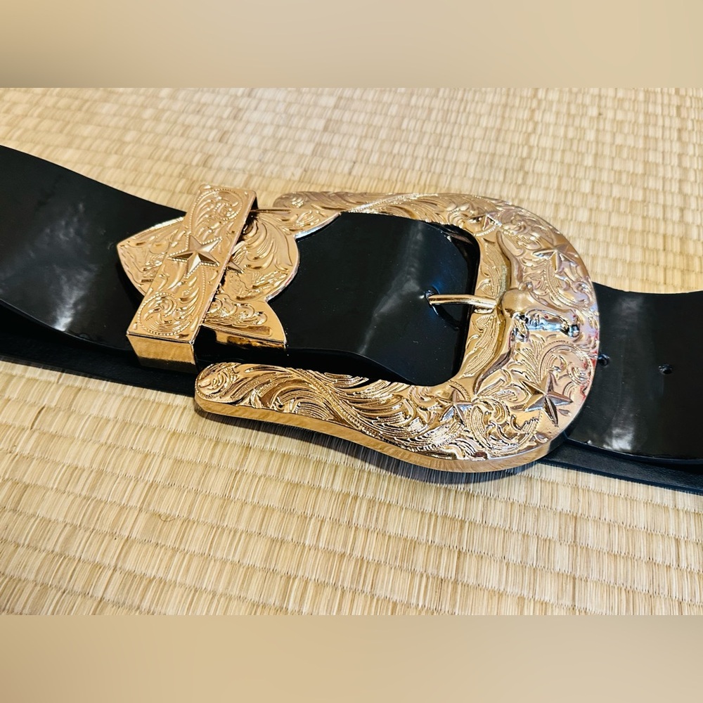 SOLD Gold + Black Larger-Than-Life Western Belt - Schiaparelli Style